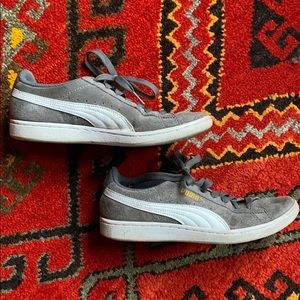 Puma grey and white suede sneakers